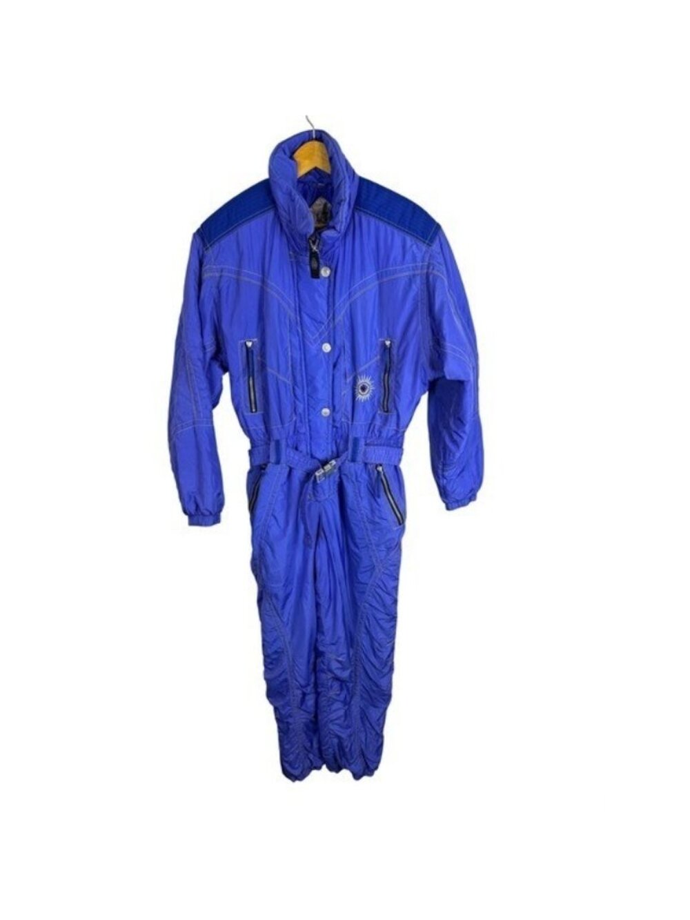 Vintage LT Sport Blue One Piece Ski Suit Retro Snow Suit Size 42 Sunburst 90s